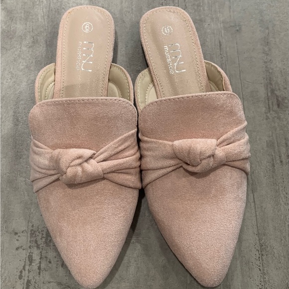 Miu Miu Shoes - Miu Miu Blush Suede Knotted Mules~New!!